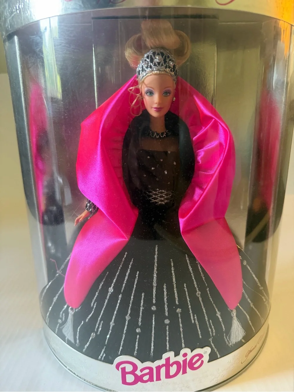 Barbie Happy Holidays Black and Hot Pink Holiday Gown